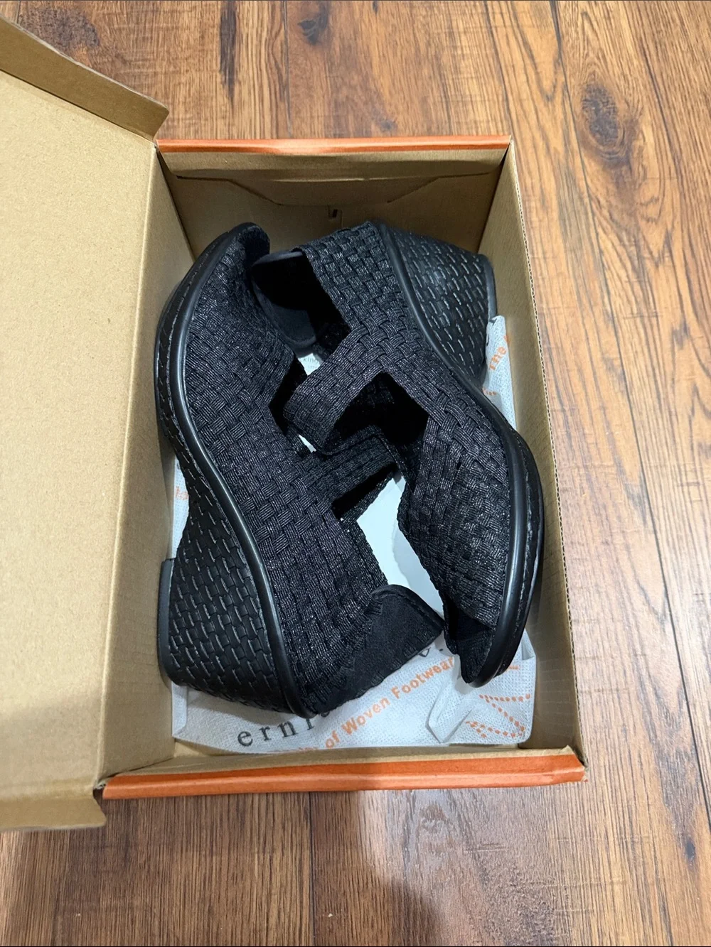 bernie mev. Black Stretch Wedge Mary Jane Sandals
